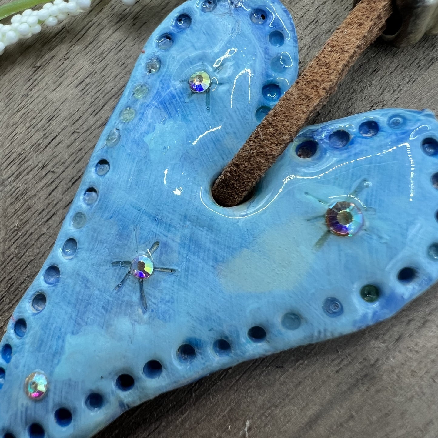 Azure Allure | Blue Heart-Shaped Polymer Clay Pendant Necklace