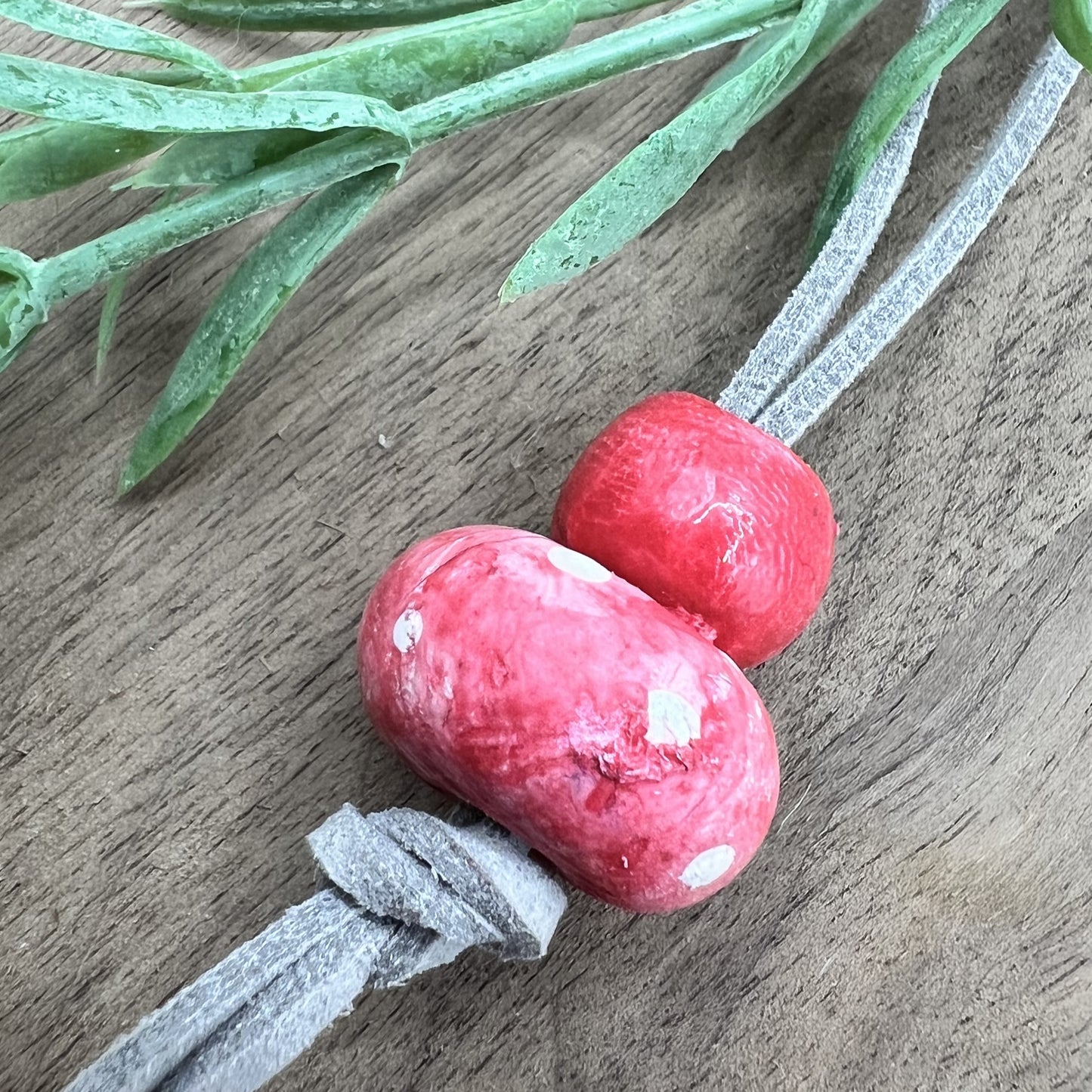 Joyful Affection | Pink Heart Pendant Polymer Clay Necklace with Blue Heart Accent