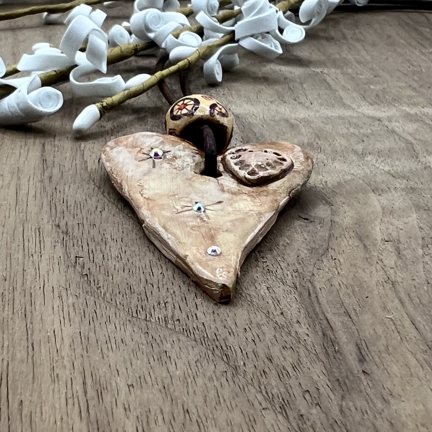 Mocha Latte | Brown Heart-Shaped Polymer Clay Pendant Necklace