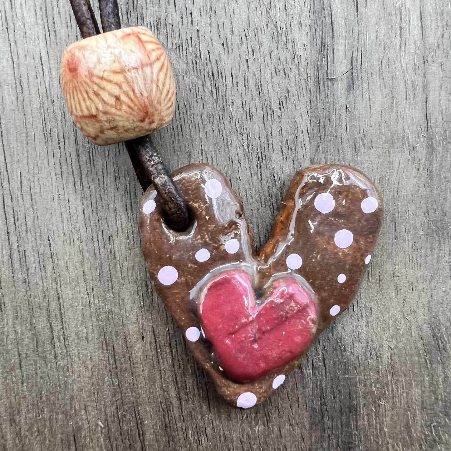 Cocoa Kiss | Mini Chocolate Brown Heart-Shaped Polymer Clay Pendant Necklace