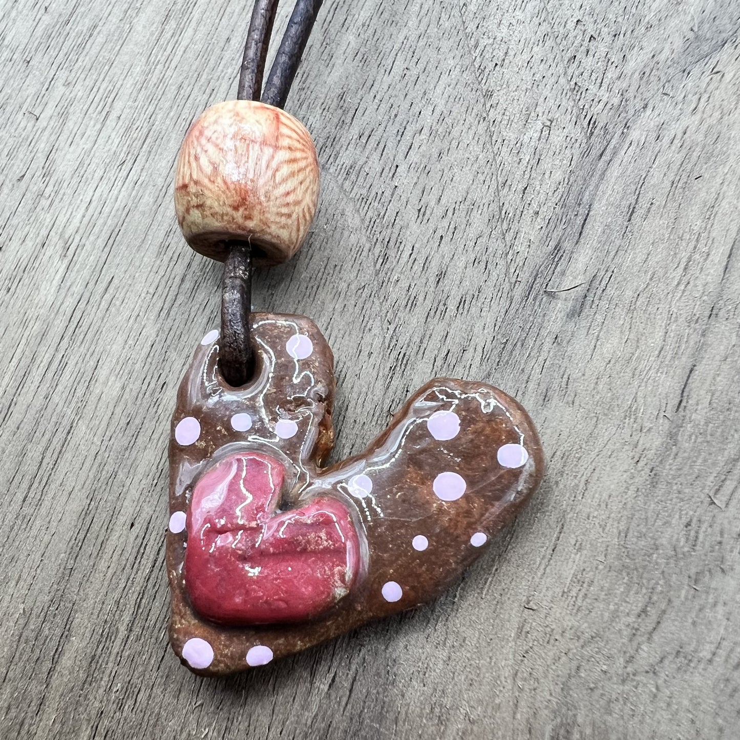 Cocoa Kiss | Mini Chocolate Brown Heart-Shaped Polymer Clay Pendant Necklace