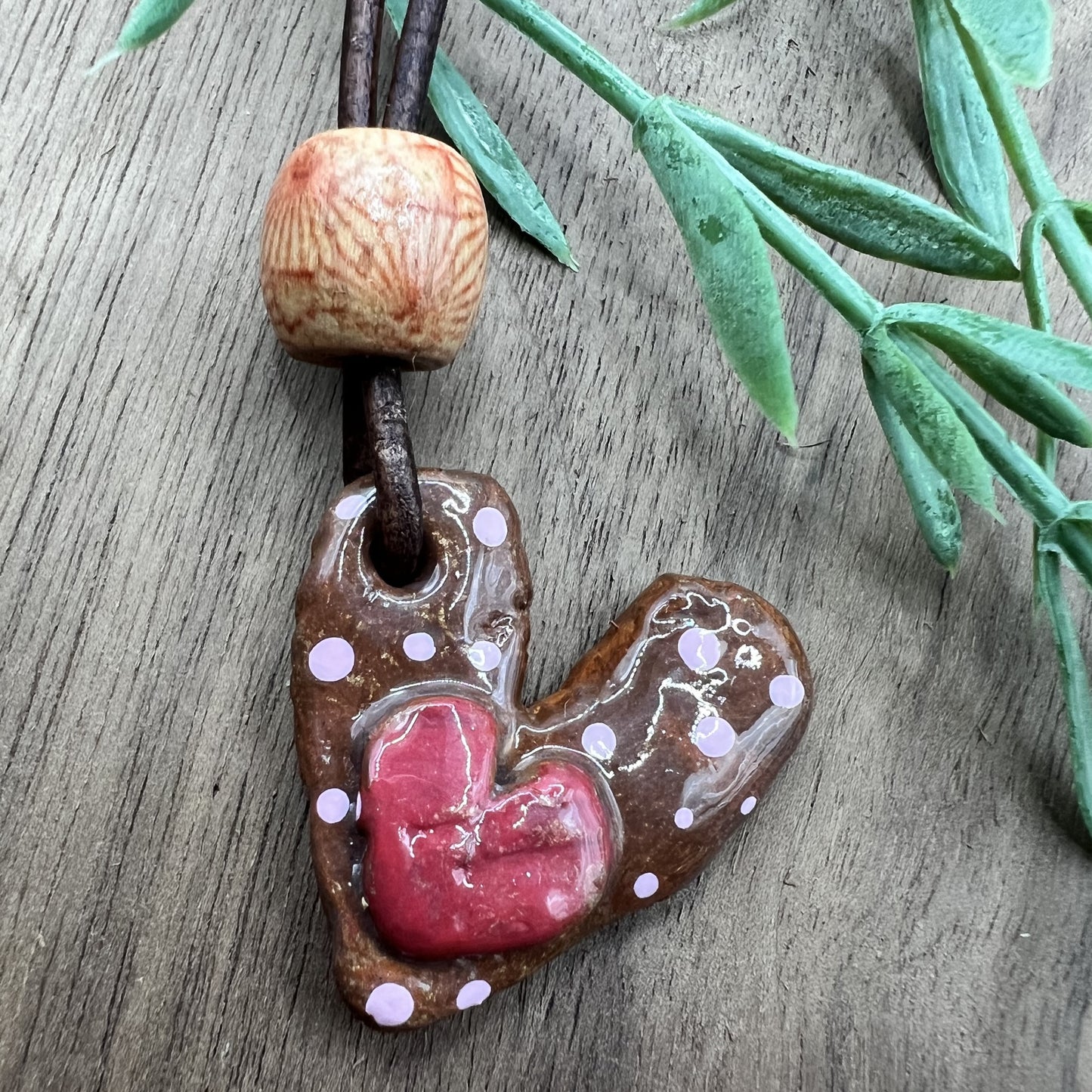 Cocoa Kiss | Mini Chocolate Brown Heart-Shaped Polymer Clay Pendant Necklace