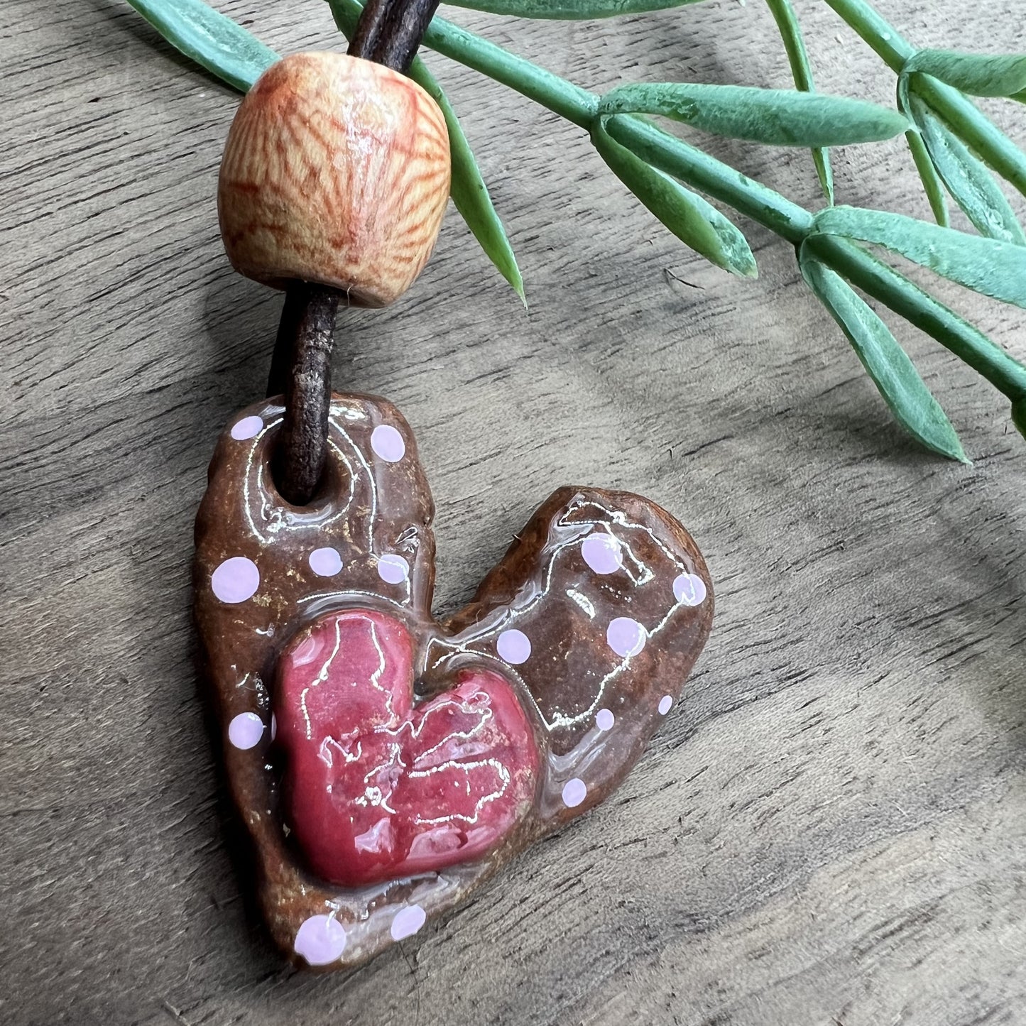 Cocoa Kiss | Mini Chocolate Brown Heart-Shaped Polymer Clay Pendant Necklace