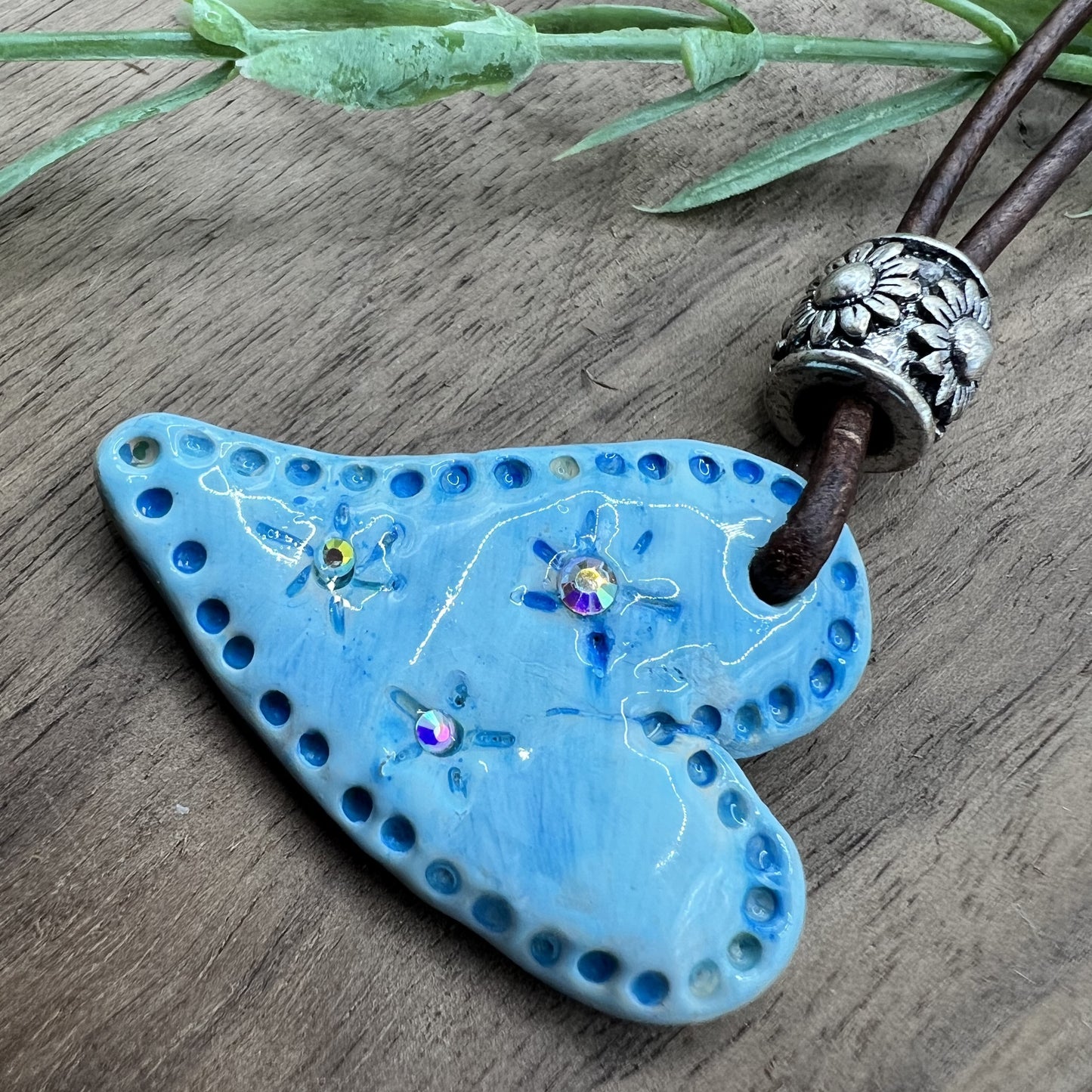 Enchanted Sky | Blue Heart-Shaped Polymer Clay Pendant Necklace