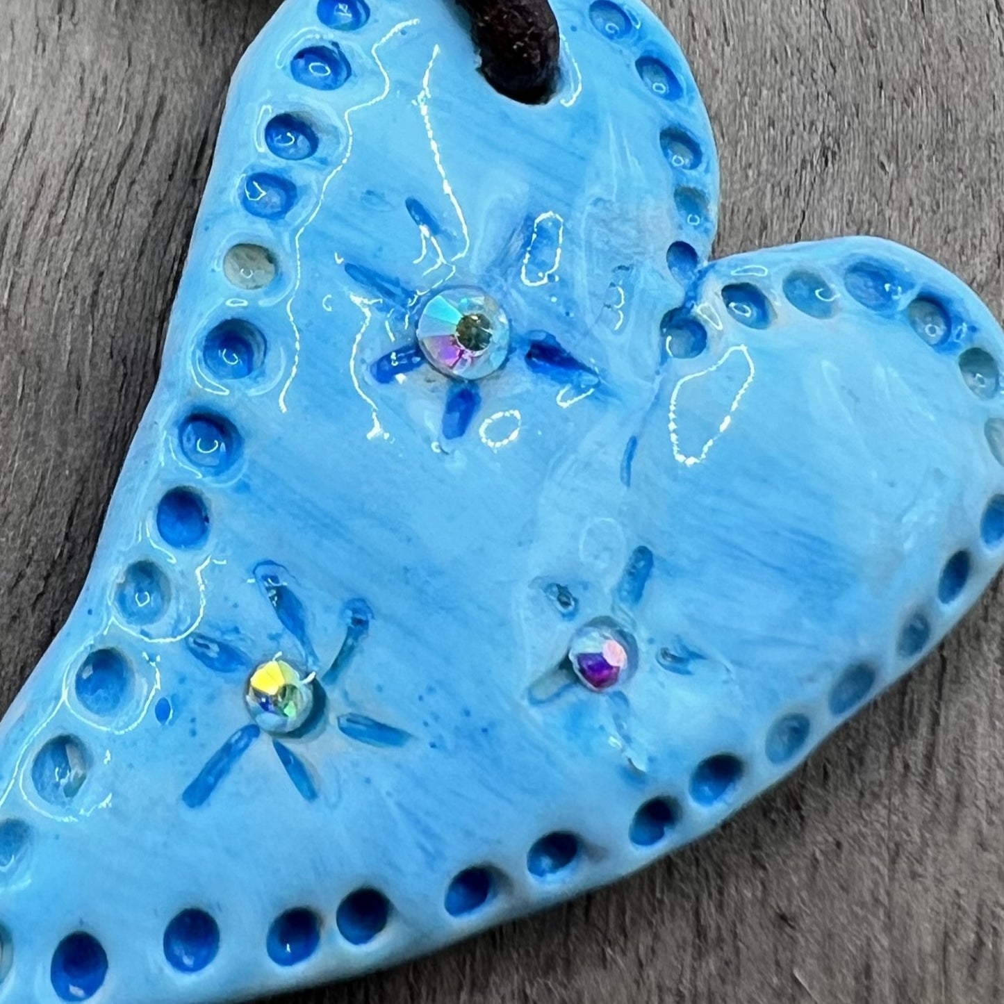 Enchanted Sky | Blue Heart-Shaped Polymer Clay Pendant Necklace