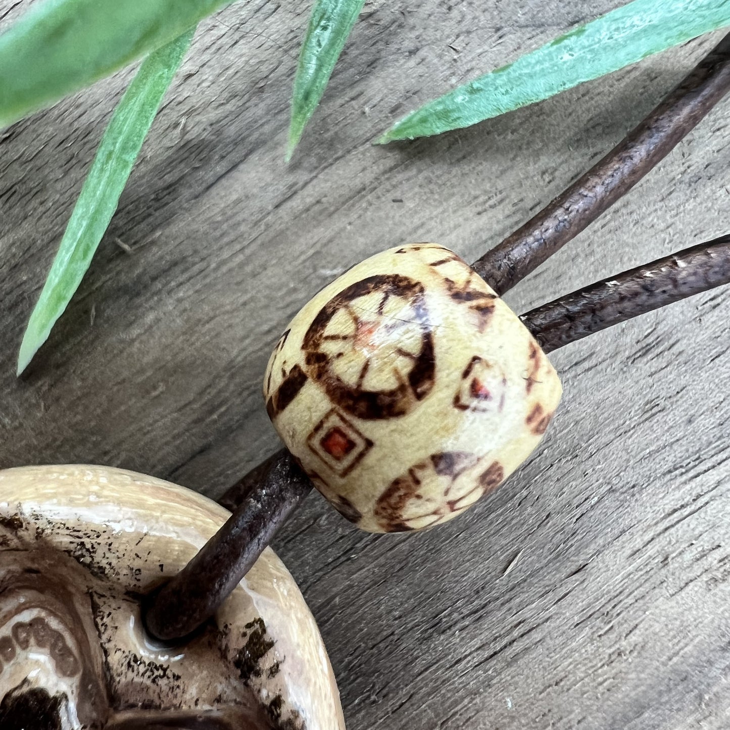 Rustic Hearts | Brown Polymer Clay Pendant Necklace with Heart Accent