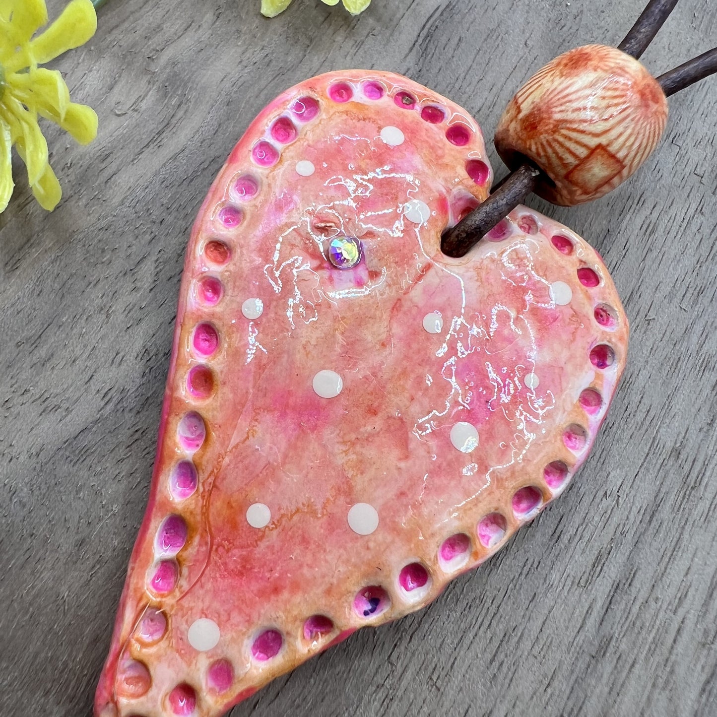 Coral Passion | Heart-Shaped Polymer Clay Pendant Necklace